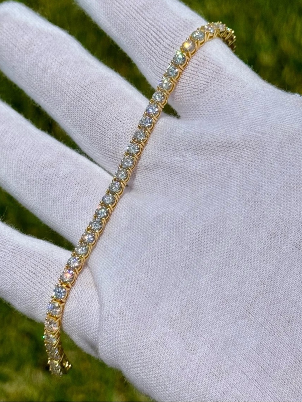 18K Gold Plated, 11.7CTW Moissanite Tennis Bracelet - 7.5”
